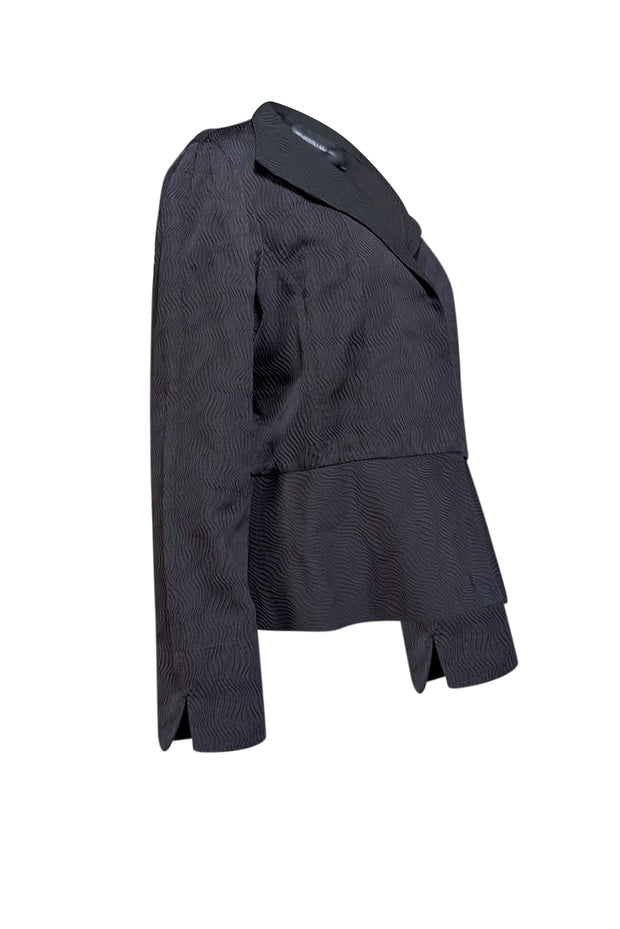 Current Boutique-Lafayette 148 - Black Textured Collared Jacket Sz 16