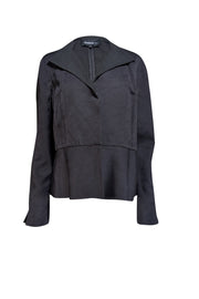 Current Boutique-Lafayette 148 - Black Textured Collared Jacket Sz 16