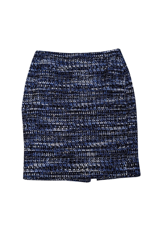 Current Boutique-Lafayette 148 - Blue & Black Tweed Pencil Skirt Sz 6