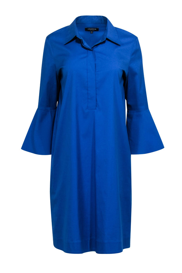 Current Boutique-Lafayette 148 - Blue Collared Shirt Dress Sz M