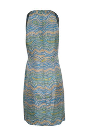 Current Boutique-Lafayette 148 - Blue, Green, White & Taupe Marbled Print Sleeveless Dress Sz 6