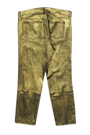 Current Boutique-Lafayette 148 - Gold & Black Metallic Skinny Leg Pants Sz 10