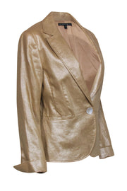 Current Boutique-Lafayette 148 - Gold Metallic Linen Blazer Sz 10