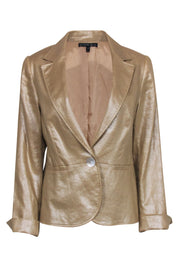 Current Boutique-Lafayette 148 - Gold Metallic Linen Blazer Sz 10