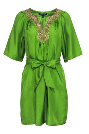 Current Boutique-Lafayette 148 - Green Beaded Tunic Dress Sz 4