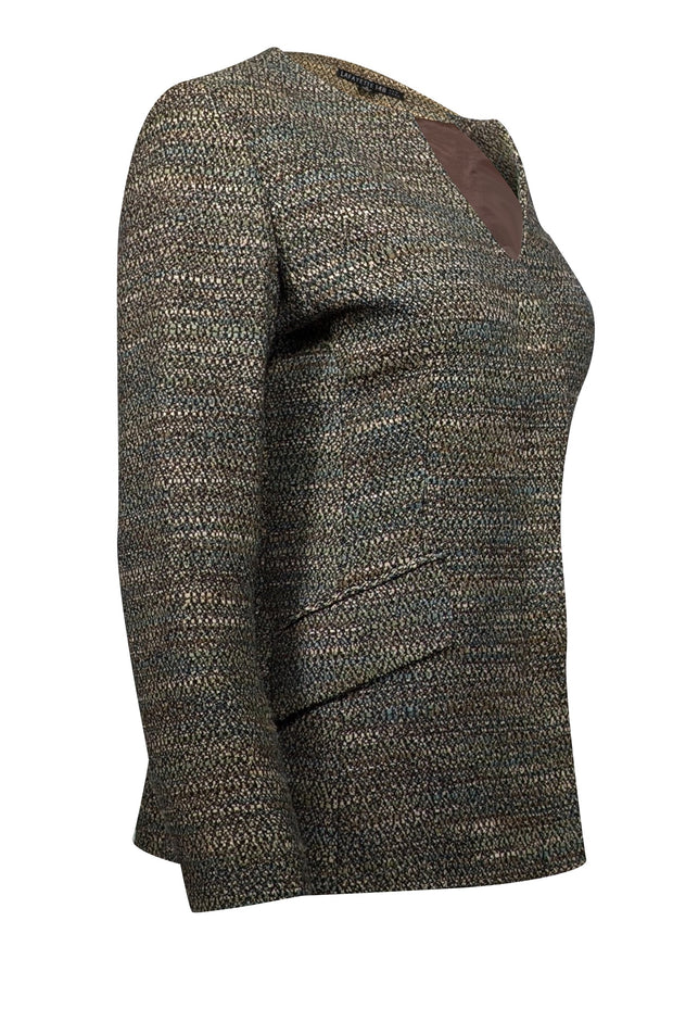 Current Boutique-Lafayette 148 - Green, Olive, & Cream Tweed Jacket Sz 4