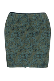 Current Boutique-Lafayette 148 - Green & Teal Brocade Pencil Skirt Sz 2