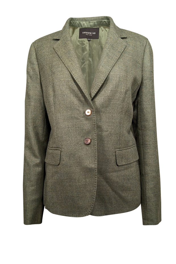 Current Boutique-Lafayette 148 - Green Wool & Silk Blend Blazer Sz 10