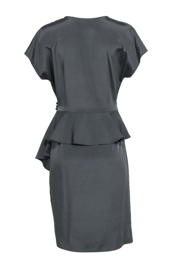 Current Boutique-Lafayette 148 - Grey Satinm Wrap Dress Sz 8