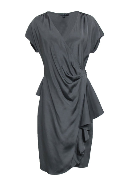 Current Boutique-Lafayette 148 - Grey Satinm Wrap Dress Sz 8