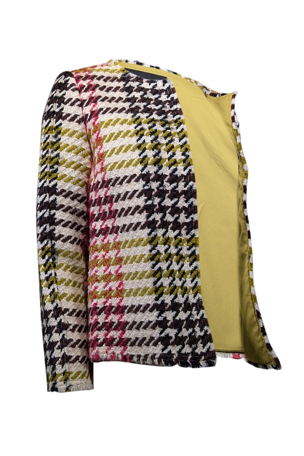 Current Boutique-Lafayette 148 - Ivory, Green, Brown, & Pink Wool Blend Jacket Sz 4