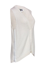 Current Boutique-Lafayette 148 - Ivory Knit Sleeveless Sweater Vest Sz M