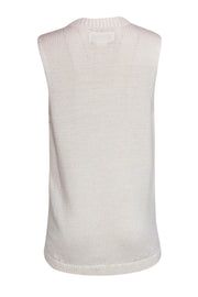 Current Boutique-Lafayette 148 - Ivory Knit Sleeveless Sweater Vest Sz M