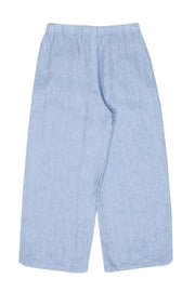 Current Boutique-Lafayette 148 - Light Blue Elastic Waist Linen Pants Sz M