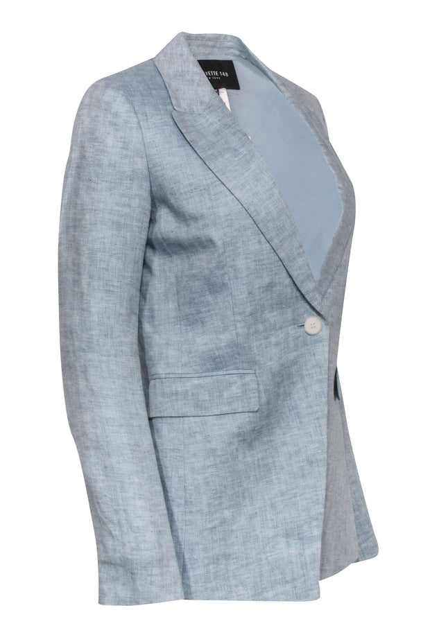 Current Boutique-Lafayette 148 - Light Blue Single Button Blazer Sz 2