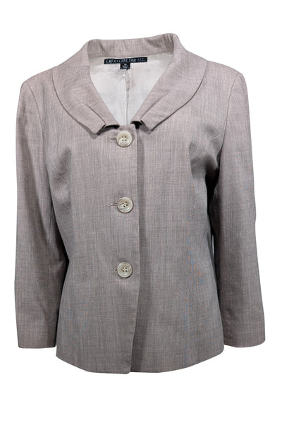 Current Boutique-Lafayette 148 - Light Brown Wool Blend Pleated Collar Blazer Sz 14