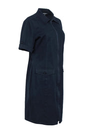 Current Boutique-Lafayette 148 - Navy Blue Short Sleeve Dress Sz 10