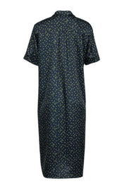 Current Boutique-Lafayette 148 - Navy & Green Polka Dot Midi Shirt Dress Sz M