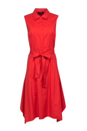 Current Boutique-Lafayette 148 - Orange Sleeveless Midi Shirt Dress Sz 8