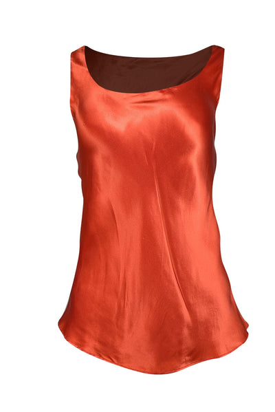 Current Boutique-Lafayette 148 - Orange Sleeveless Silk Blouse Sz 6