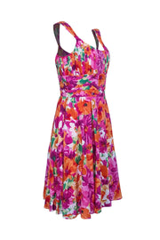 Current Boutique-Lafayette 148 - Pink Floral Sleeveless Cocktail Dress Sz 10