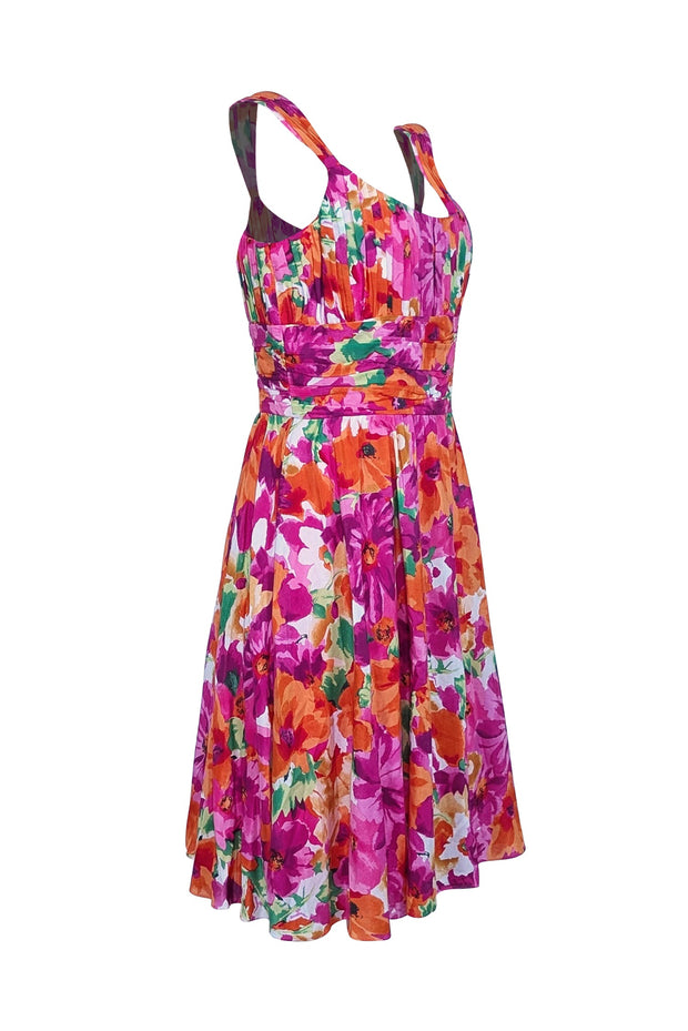 Current Boutique-Lafayette 148 - Pink Floral Sleeveless Cocktail Dress Sz 10