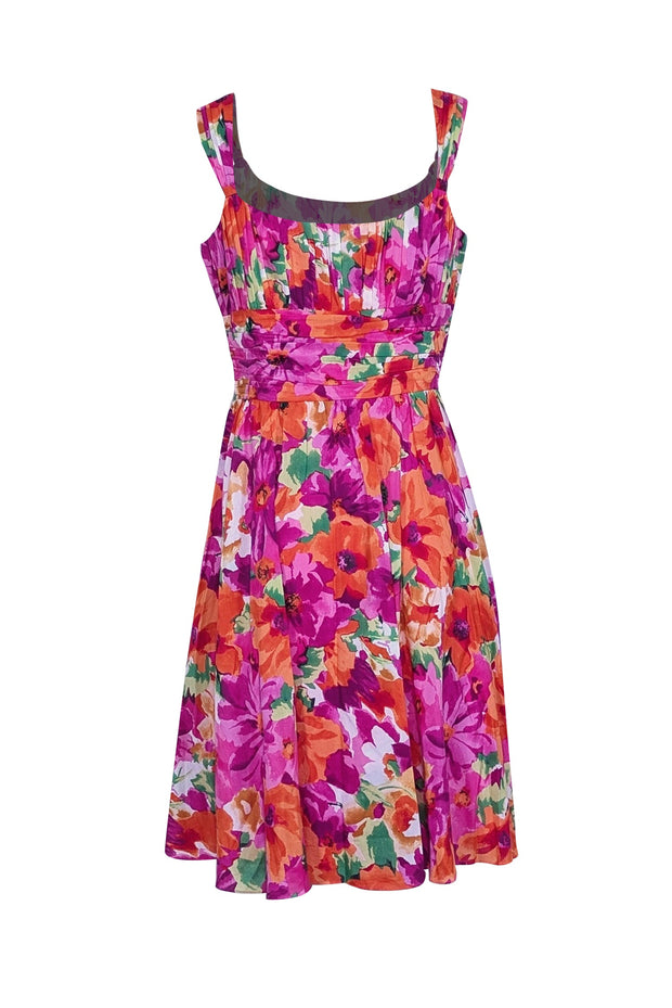 Current Boutique-Lafayette 148 - Pink Floral Sleeveless Cocktail Dress Sz 10