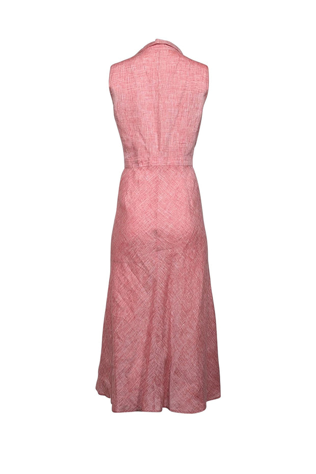 Current Boutique-Lafayette 148 - Pink Linen Sleeveless Midi Dress Sz 12