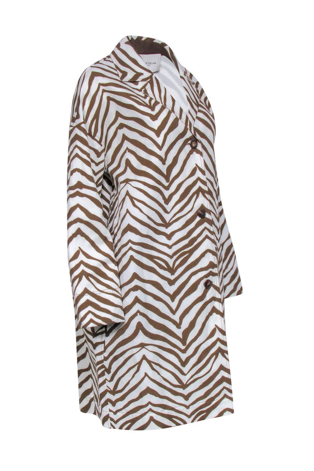 Current Boutique-Lafayette 148 - Tan & Cream Zebra Print Button Front Jacket Sz S