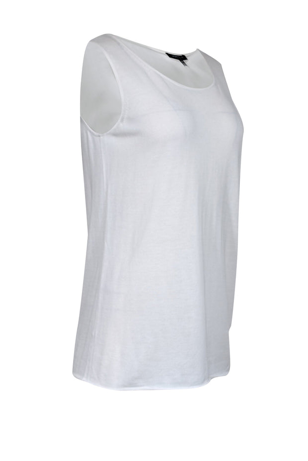 Current Boutique-Lafayette 148 - White Knit Sleeveless Tank Sz M