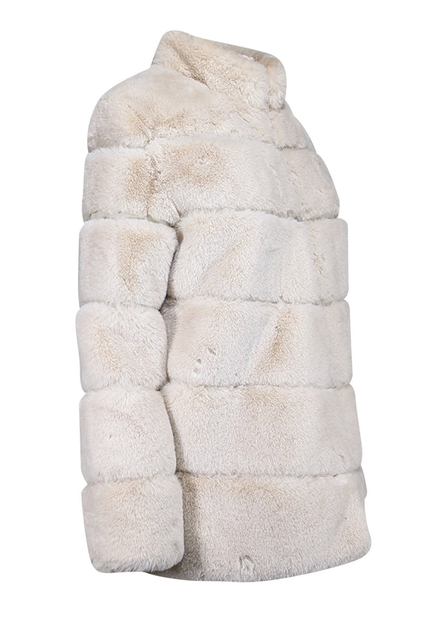 Current Boutique-Lamarque - Cream Faux Fur Coat Sz S