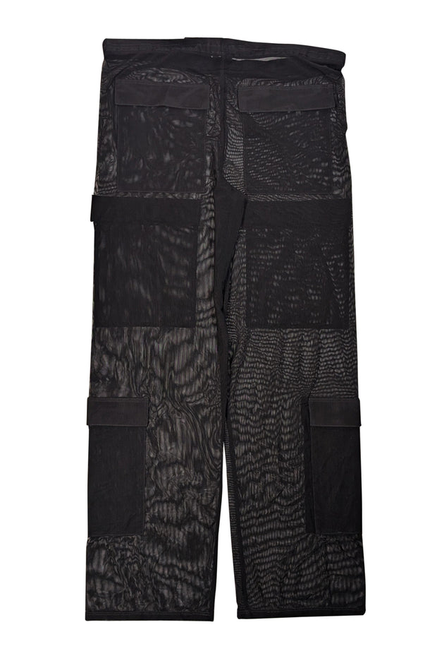 Current Boutique-Lapointe - Black Semi-Sheer Mesh Drawstring Cargo Pants Sz S