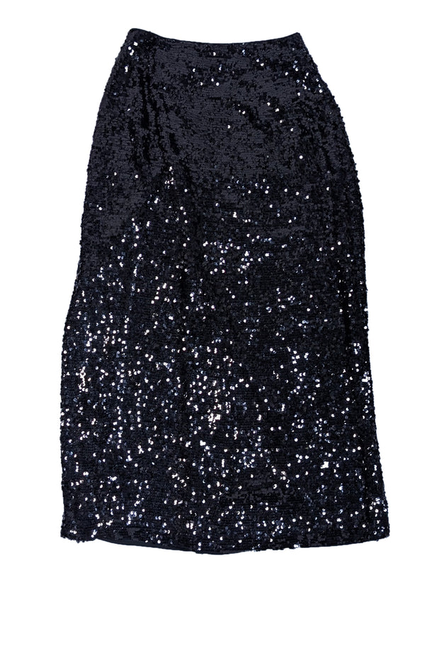 Current Boutique-Lapointe - Black Sequin Midi Skirt w/ Slit Sz 4