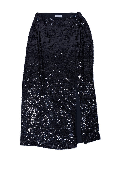 Current Boutique-Lapointe - Black Sequin Midi Skirt w/ Slit Sz 4