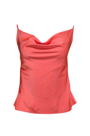 Current Boutique-Lapointe - Coral Orange Satin Cowl Neck Top Sz 8