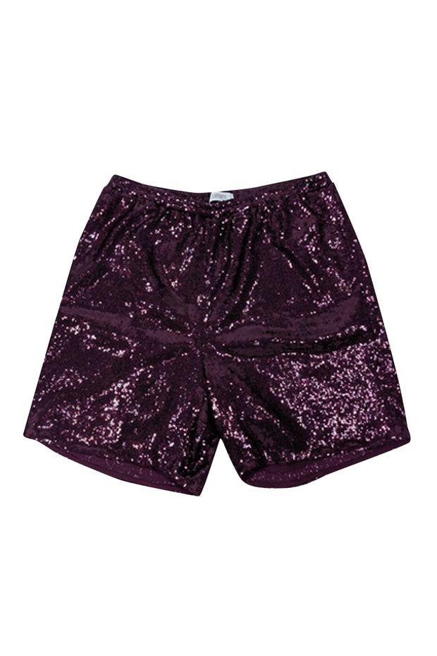 Current Boutique-Lapointe - Dark Mulberry Sequin Shorts Sz M