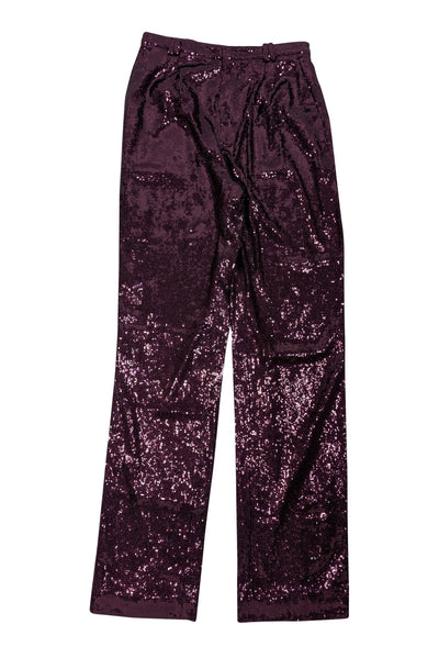 Current Boutique-Lapointe - Dark Mulberry Sequin Straight Leg Trousers Sz 6