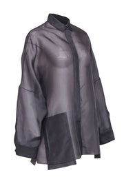 Current Boutique-Lapointe - Grey Silk Sheer Button-Up Oversized Blouse Sz S