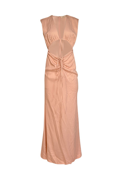 Current Boutique-Lapointe - Light Pink Satin Shirred Maxi Dress Sz 6