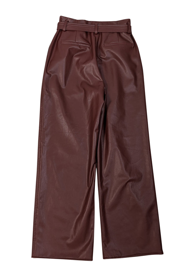 Current Boutique-Lapointe - Merlot Brown Belted Vegan Leather Pants Sz 4