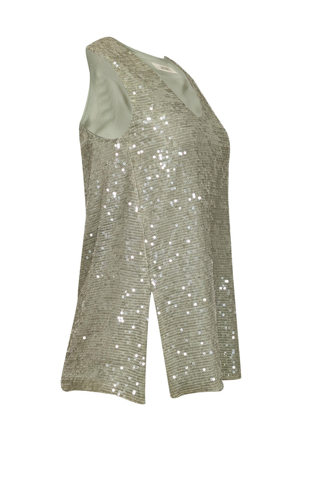 Current Boutique-Lapointe - Mint Sequin Embellished Sleeveless Top Sz 2