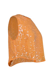 Current Boutique-Lapointe - Orange Sequin Cropped Curved Hem Top Sz 8