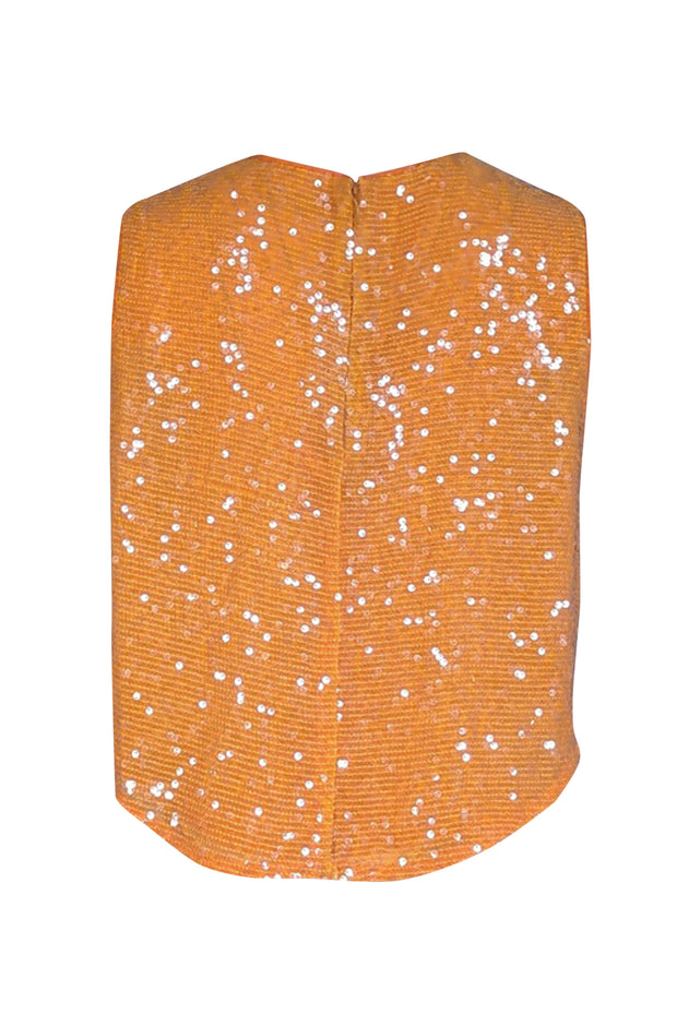 Current Boutique-Lapointe - Orange Sequin Cropped Curved Hem Top Sz 8