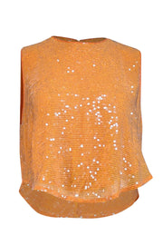 Current Boutique-Lapointe - Orange Sequin Cropped Curved Hem Top Sz 8