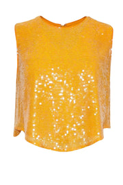 Current Boutique-Lapointe - Orange Sequin Long Cropped Curved Hem Top Sz 6