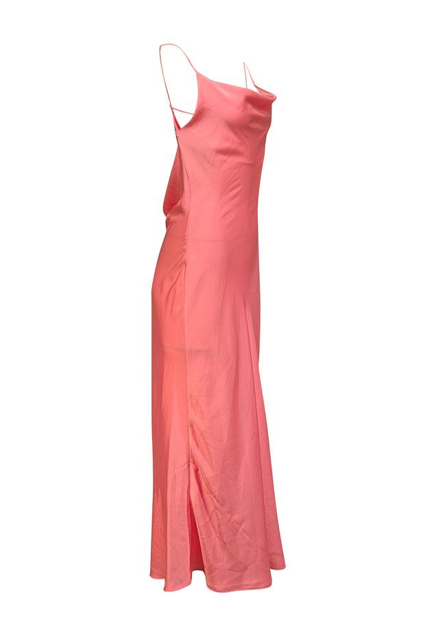 Current Boutique-Lapointe - Pink Satin Cowl Neck Tie Back Dress Sz 6