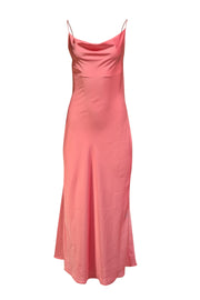 Current Boutique-Lapointe - Pink Satin Cowl Neck Tie Back Dress Sz 6