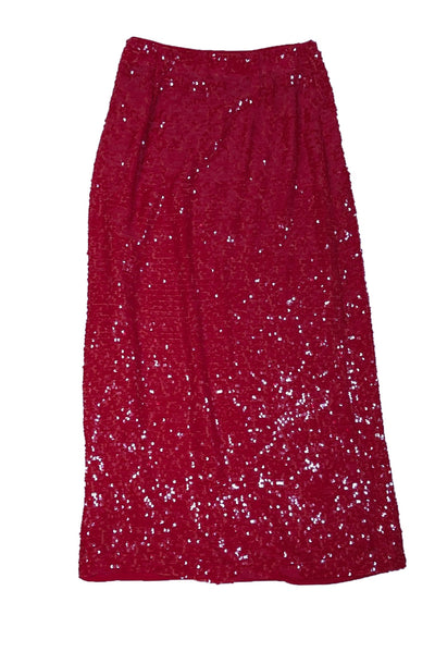 Current Boutique-Lapointe - Red Sequin Midi Skirt w/ Slit Sz 4