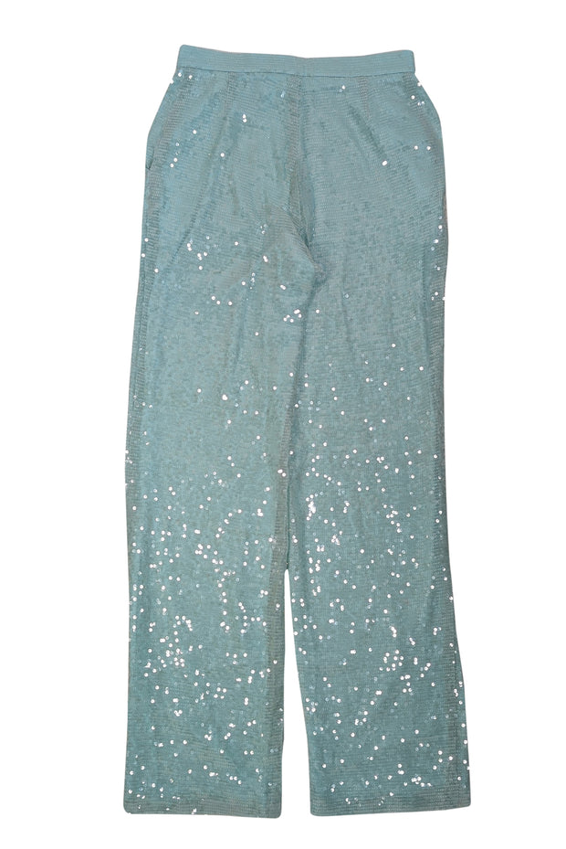 Current Boutique-Lapointe - Turquoise Sequin Straight Leg Trousers Sz 6