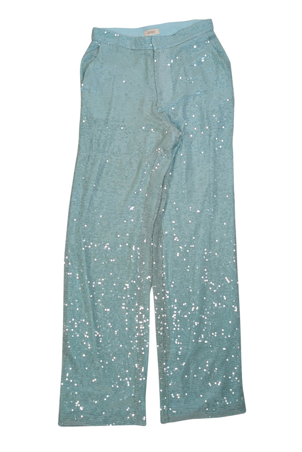 Current Boutique-Lapointe - Turquoise Sequin Straight Leg Trousers Sz 6